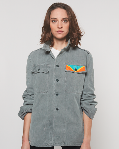 Veste Denim Militaire Géométrique