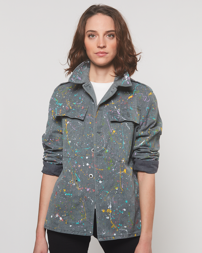 Veste Militaire Denim Eclats de Peinture