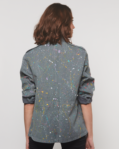 Veste Militaire Denim Eclats de Peinture