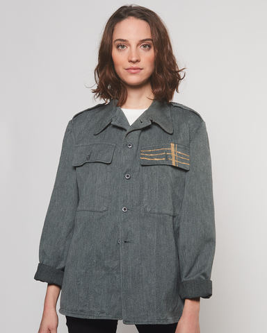 Veste Denim Militaire Dorée