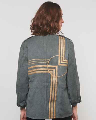 Veste Denim Militaire Dorée
