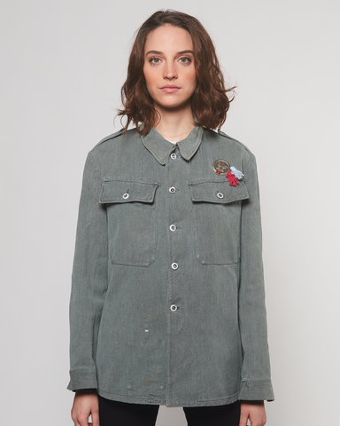 Veste Denim Militaire Médailles