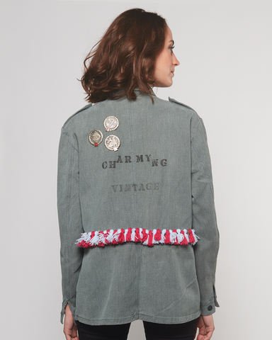 Veste Denim Militaire Médailles